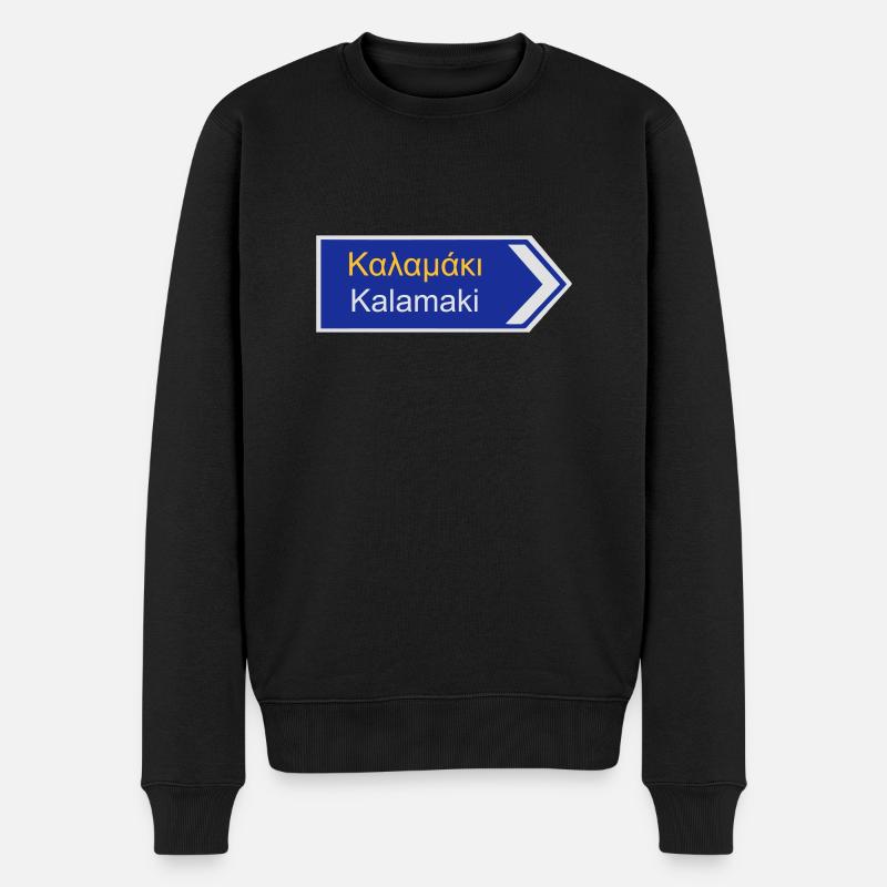 Wegweiser nach Kalamaki Geschenk Reise - Männer Premium Bio Pullover - Schwarz
