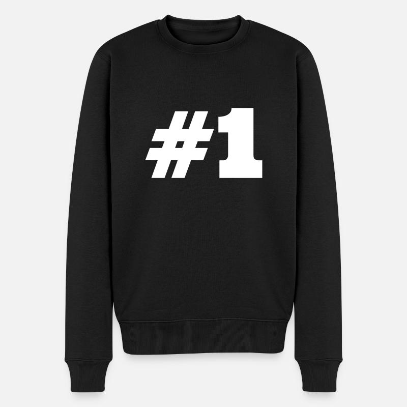 #1 Nummer 1 - Männer Premium Bio Pullover - Schwarz