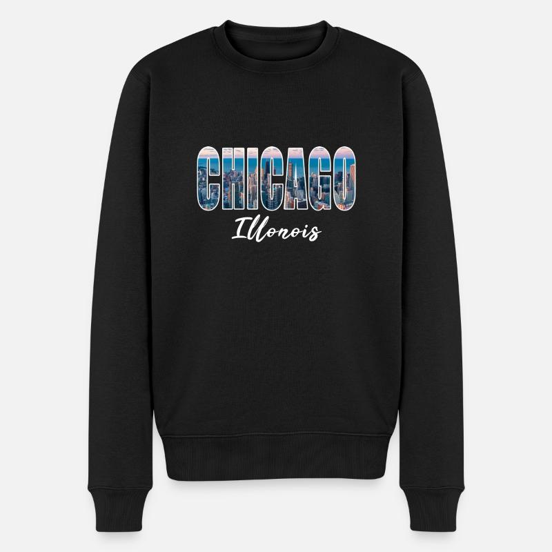 Chicago Illonois - Männer Premium Bio Pullover - Schwarz