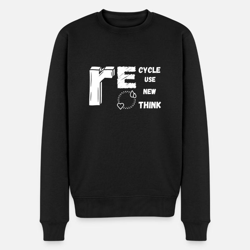 Recyceln Wiederverwenden Erneuern Sie die Grafik Überdenken - Männer Premium Bio Pullover - Schwarz