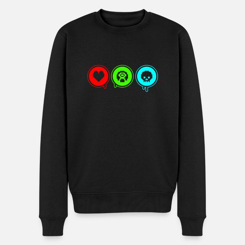 Amour, Rétro, Mort | Impression couleur librement sélectionnable! - Pull Premium bio Homme - noir