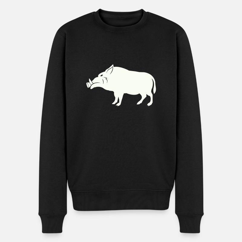 wildschwein - Männer Premium Bio Pullover - Schwarz