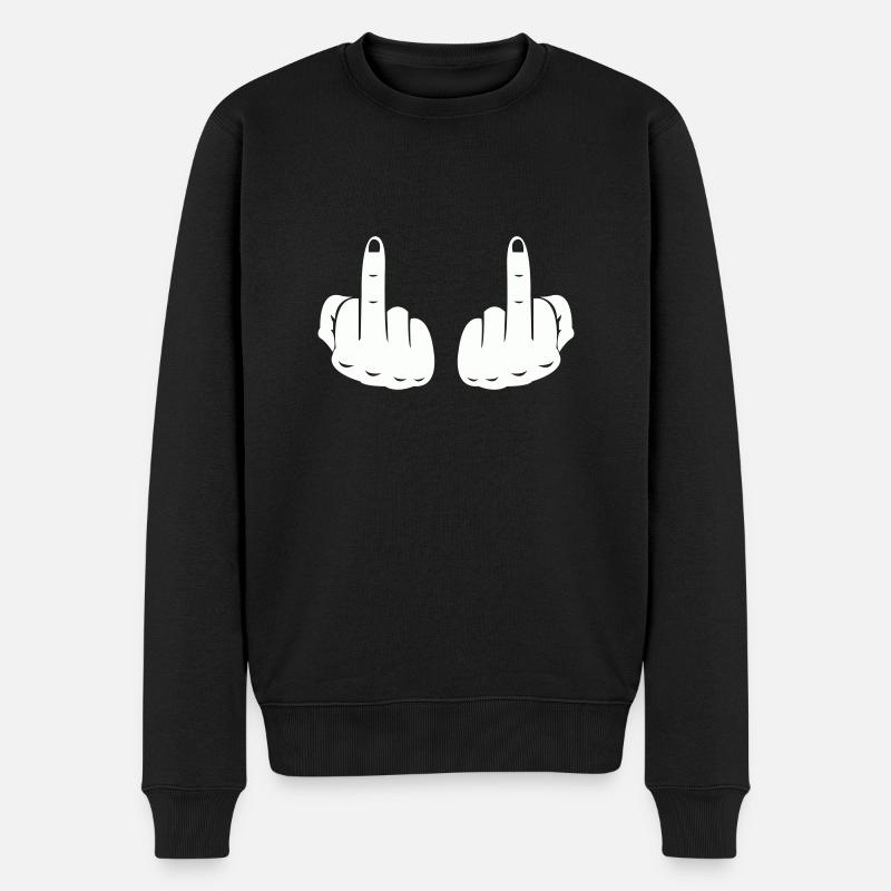 mittelfinger hands - Männer Premium Bio Pullover - Schwarz