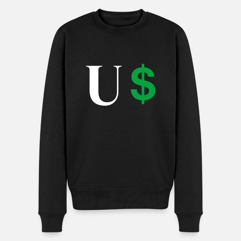 Lettre u dollar - Pull Premium bio Homme - noir