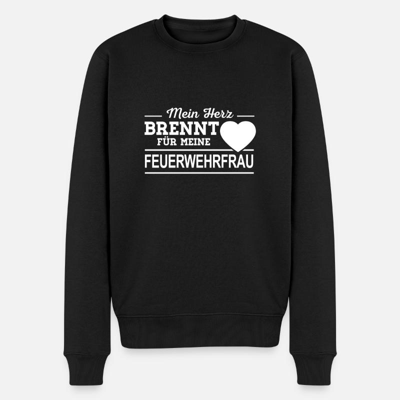 Feuerwehrfrau Herz - Männer Premium Bio Pullover - Schwarz