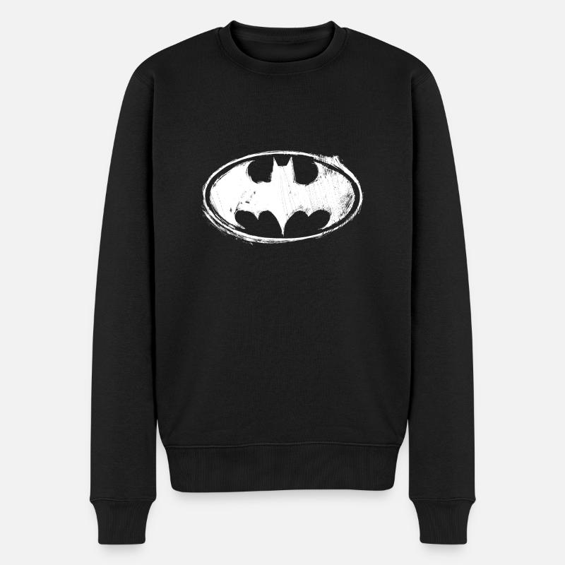 Batman Logo White Chalk - Männer Premium Bio Pullover - Schwarz