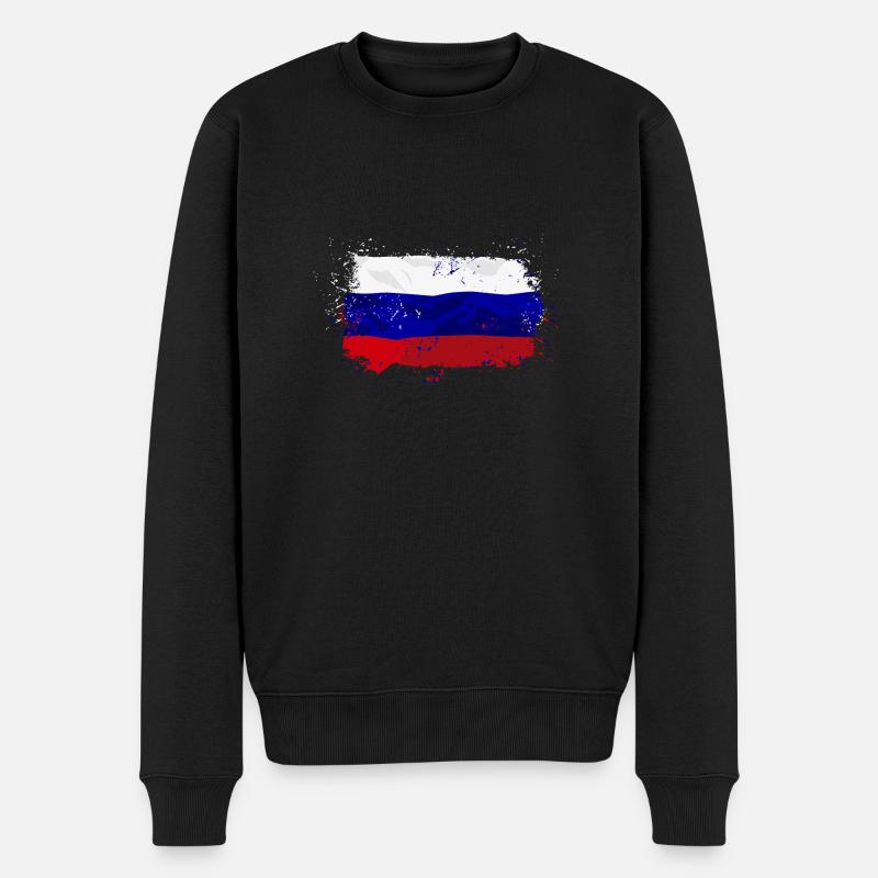 Russia Flag - Männer Premium Bio Pullover - Schwarz