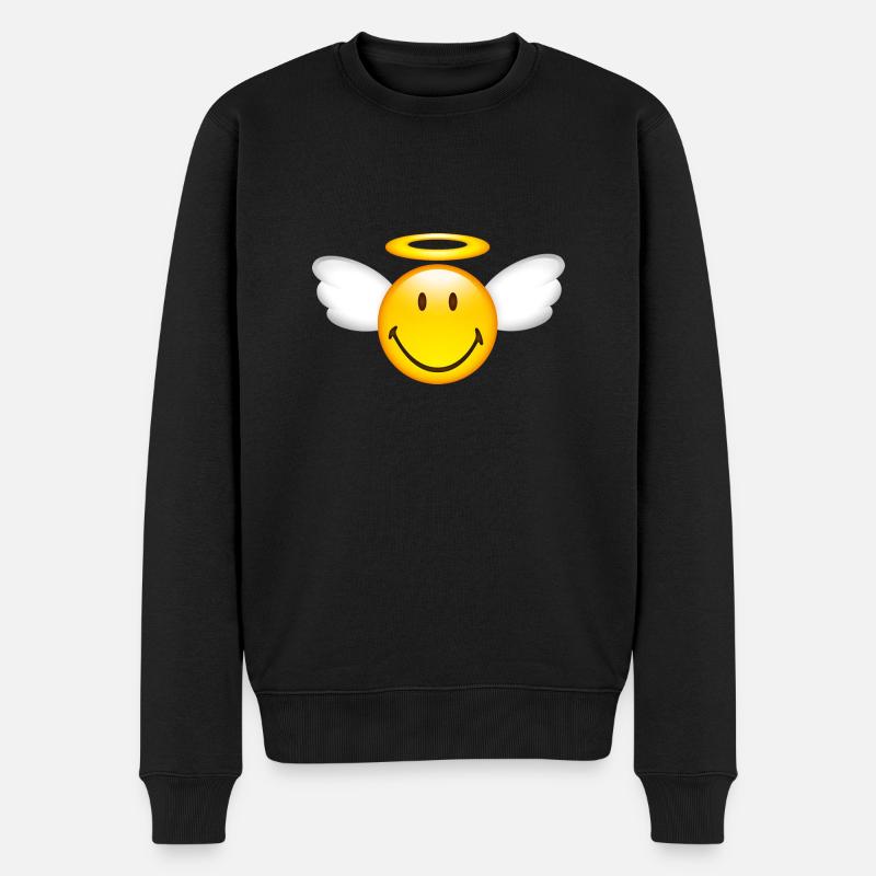 Smiley Glossy Angel - Männer Premium Bio Pullover - Schwarz
