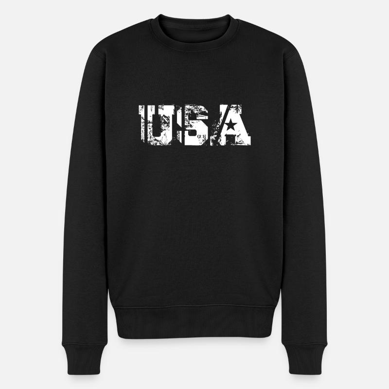 USA - Männer Premium Bio Pullover - Schwarz