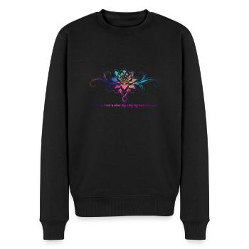Lotus Flower - Men's Premium Organic Jumper - black - Front - Nico (187cm)