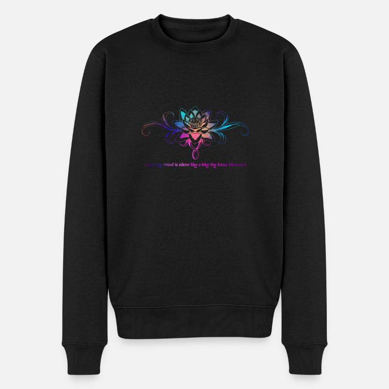 Lotus Blume - Männer Premium Bio Pullover - Schwarz