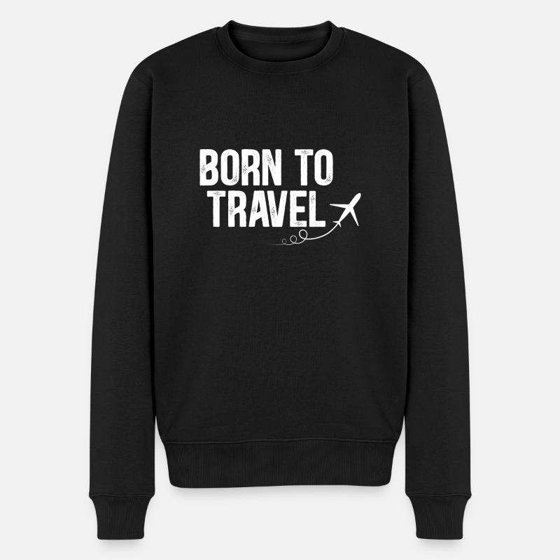 Born to Travel - Männer Premium Bio Pullover - Schwarz