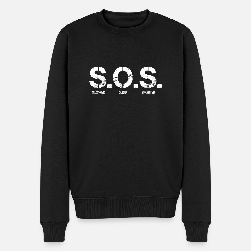 S.O.S. slower older smarter - Männer Premium Bio Pullover - Schwarz