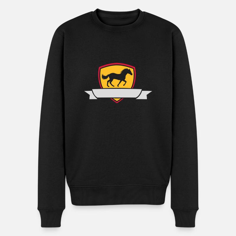 Text einfügen Pferd Banner - Männer Premium Bio Pullover - Schwarz