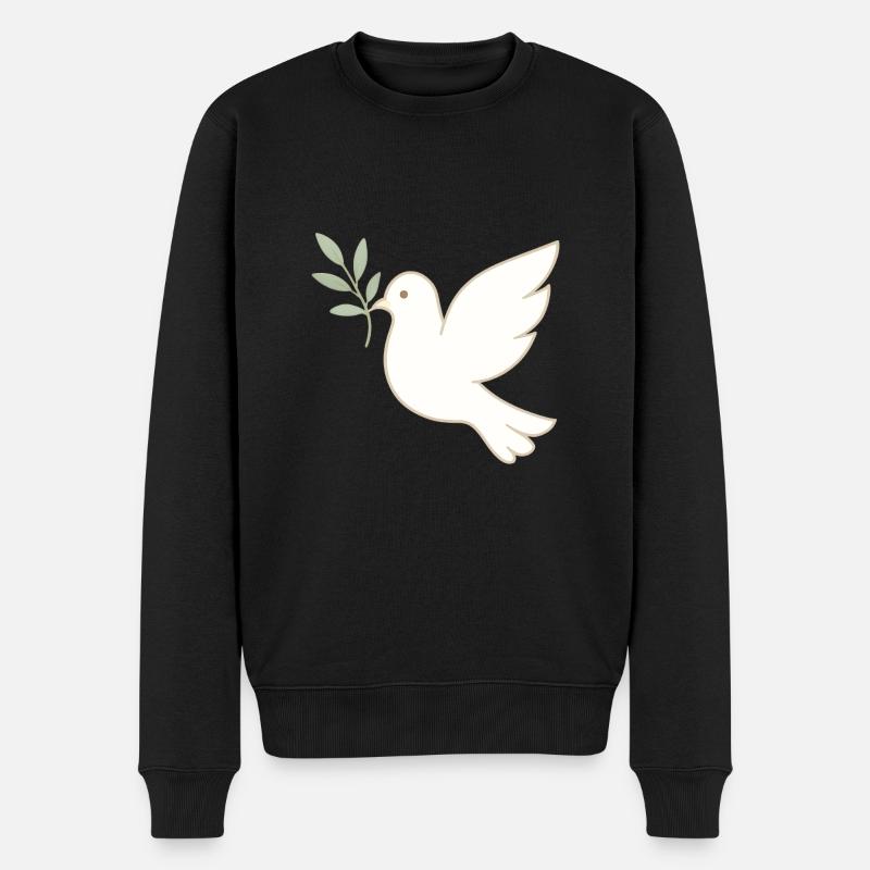 Friedenstaube mit Olivenzweig - Männer Premium Bio Pullover - Schwarz