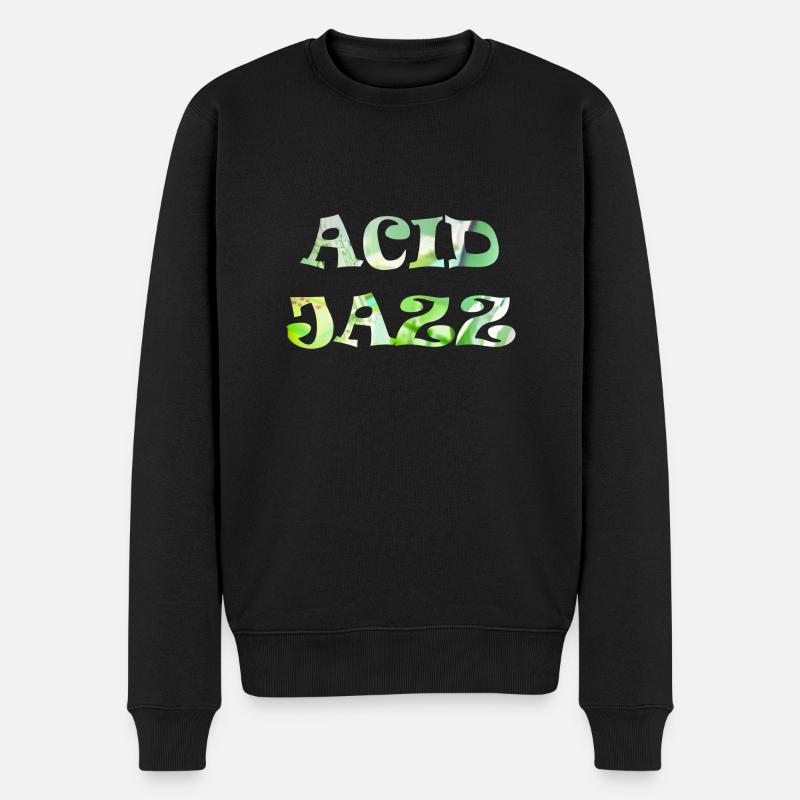 Retro Acid Jazz Funk - Männer Premium Bio Pullover - Schwarz