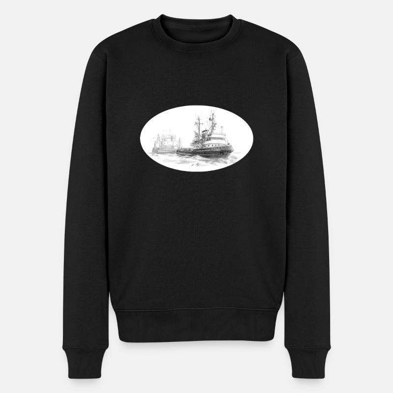 Seeschlepper mit Anhang - Männer Premium Bio Pullover - Schwarz