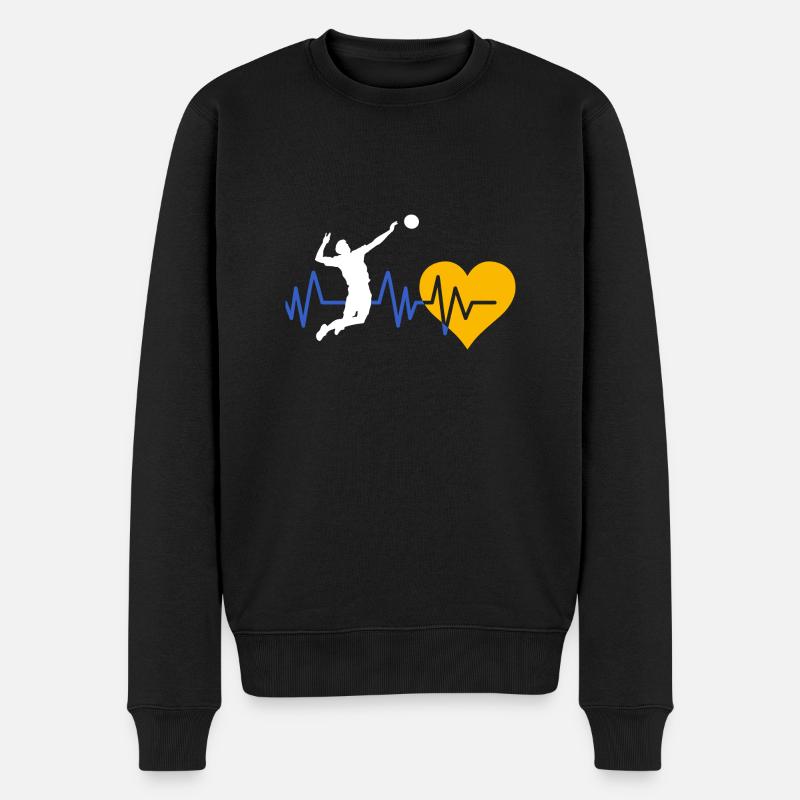 Herzschlag Volleyball - Männer Premium Bio Pullover - Schwarz