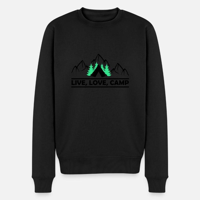 Live Love Camp - Männer Premium Bio Pullover - Schwarz