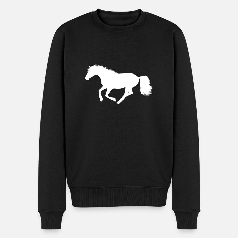 Cheval au galop - Silhouette Blanc Blanc - Pull Premium bio Homme - noir