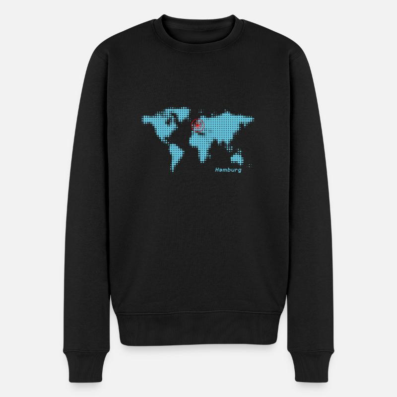 hamburg weltkarte - Männer Premium Bio Pullover - Schwarz