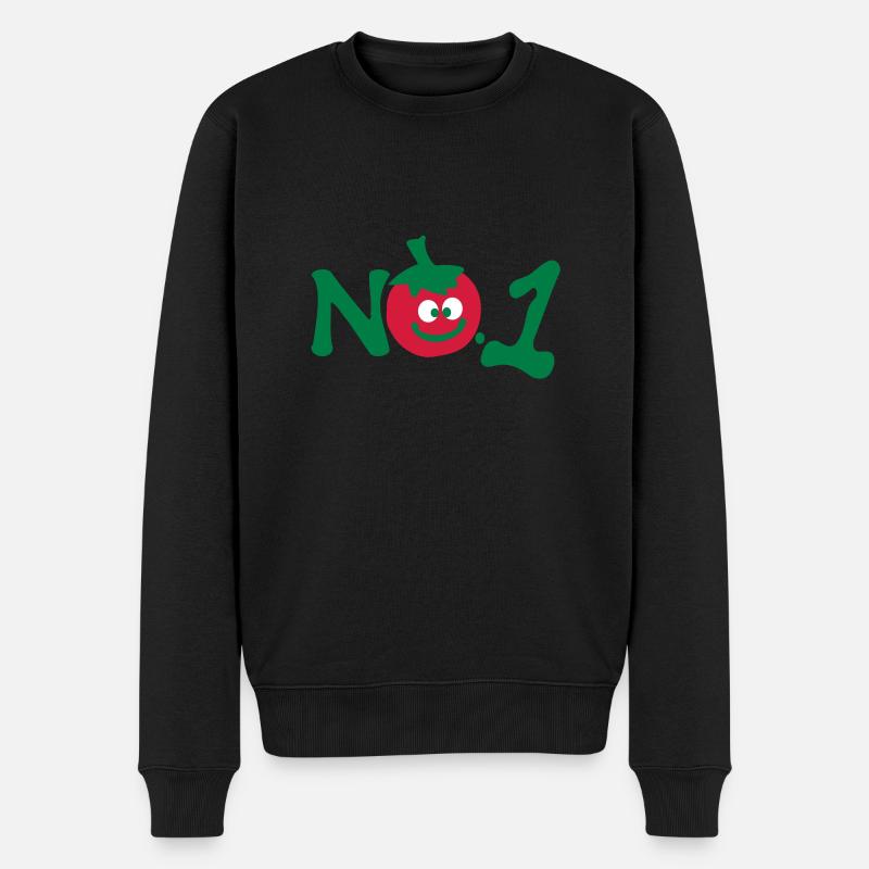 Nummer 1 tomate - Männer Premium Bio Pullover - Schwarz