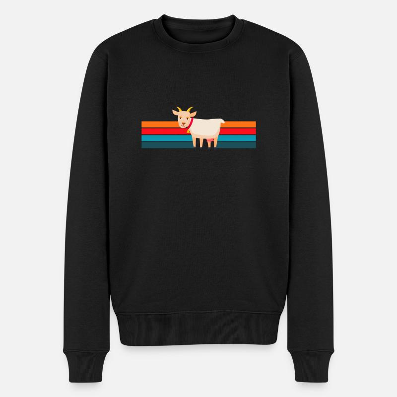 Retro Ziegen - Männer Premium Bio Pullover - Schwarz