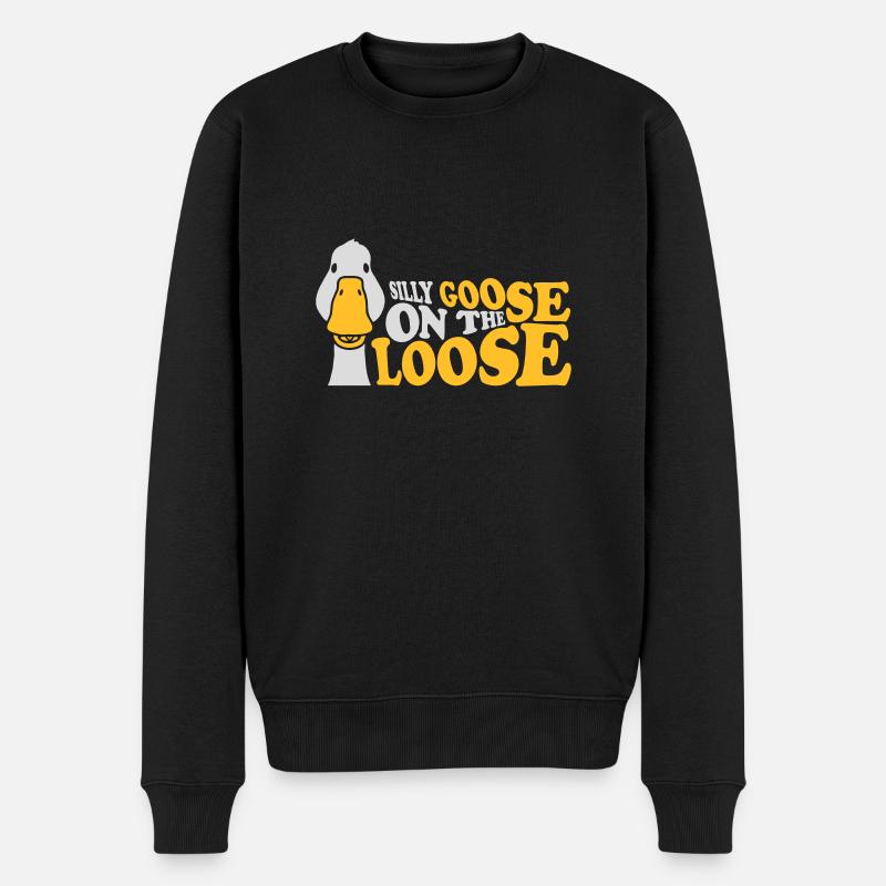 goose on the loose - Männer Premium Bio Pullover - Schwarz