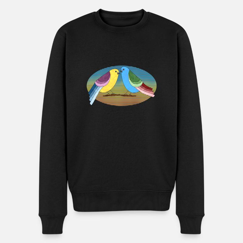 Vögel - Männer Premium Bio Pullover - Schwarz