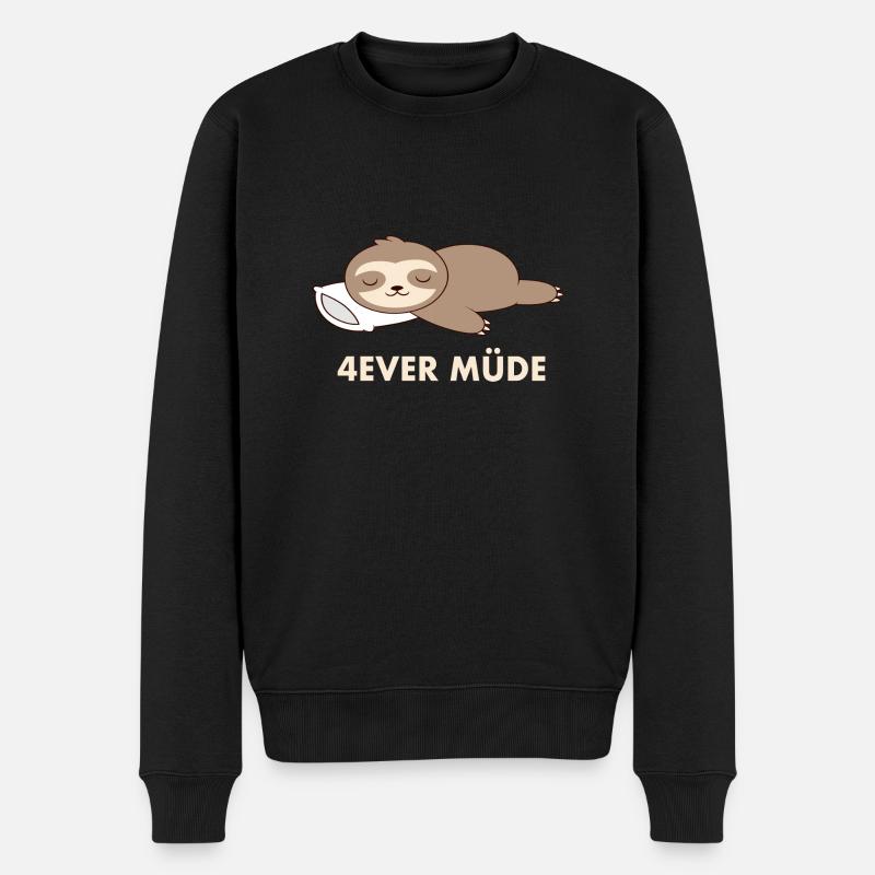 Faultier Faul lustige Sprüche 4ever Müde - Männer Premium Bio Pullover - Schwarz