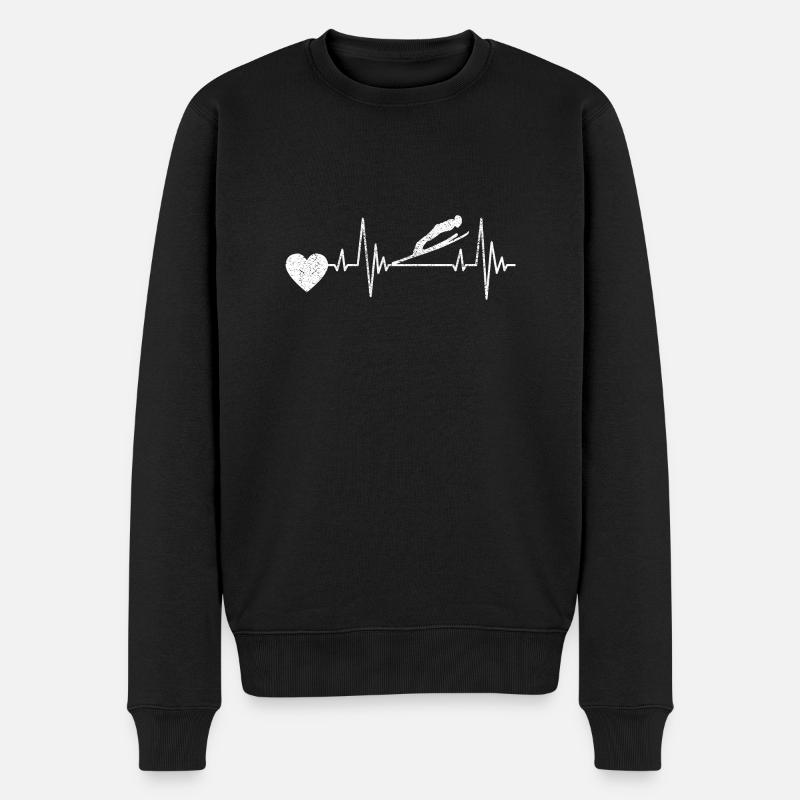 Skispringer Ski Skifliegen Skisprung Wintersport - Männer Premium Bio Pullover - Schwarz