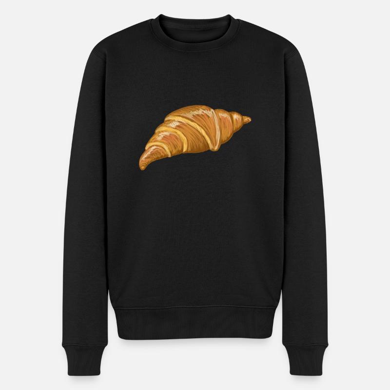 Französisches Croissant - Männer Premium Bio Pullover - Schwarz