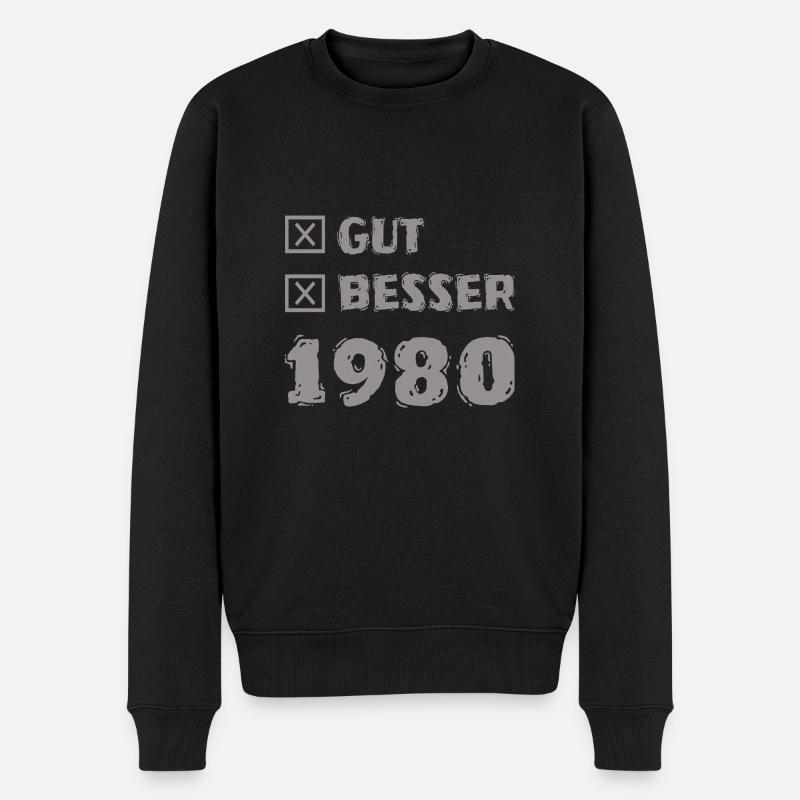 1980 - Männer Premium Bio Pullover - Schwarz