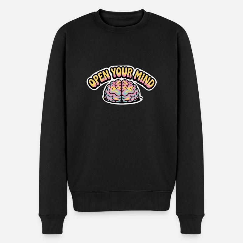 ÖFFNEN SIE IHREN GEIST - Männer Premium Bio Pullover - Schwarz