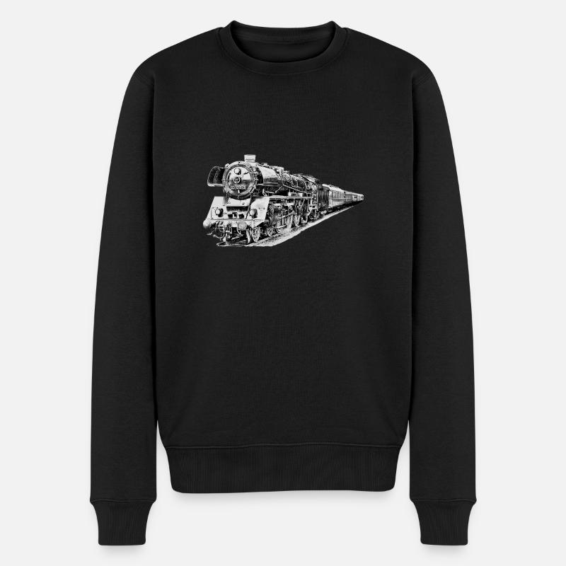 Dampflokomotive - Männer Premium Bio Pullover - Schwarz