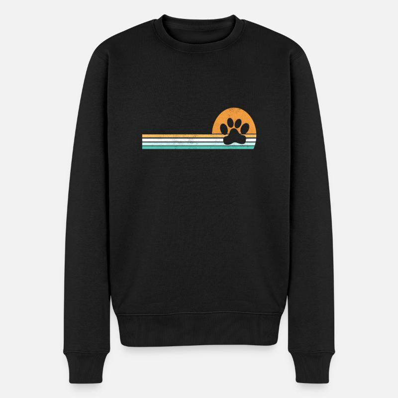 Pfote Haustier Retro Vintage Hund Katze - Männer Premium Bio Pullover - Schwarz