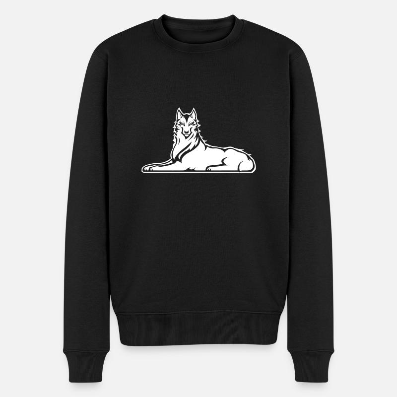 Einsamer Wolf von Itschkeria - Männer Premium Bio Pullover - Schwarz