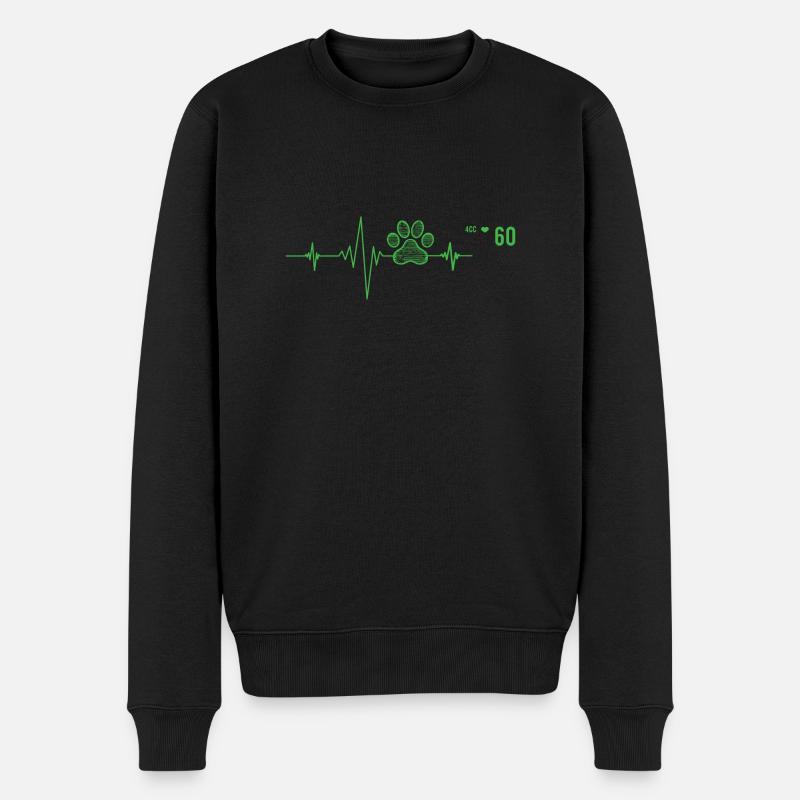 Pfote Herzschlag Geschenk Ekg Tiere - Männer Premium Bio Pullover - Schwarz