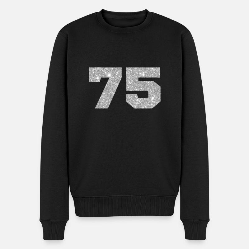 75 Silver Glitter - 75th Anniversary - Men's Premium Organic Jumper - black