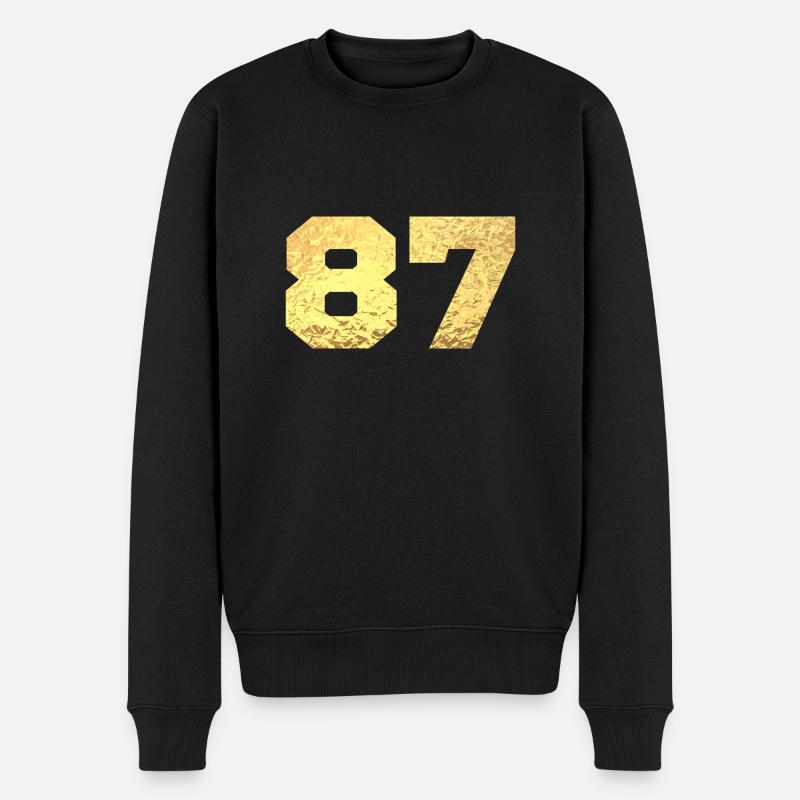 Numéro 87 paillettes doré - 87e anniversaire - Pull Premium bio Homme - noir