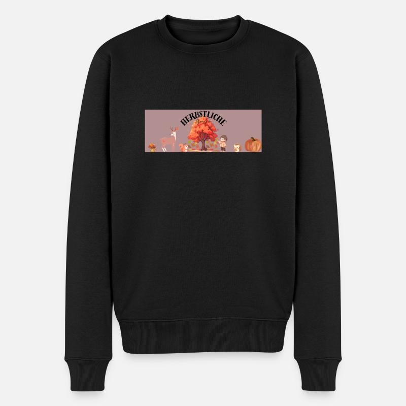 Herbstliche Grüße - Männer Premium Bio Pullover - Schwarz