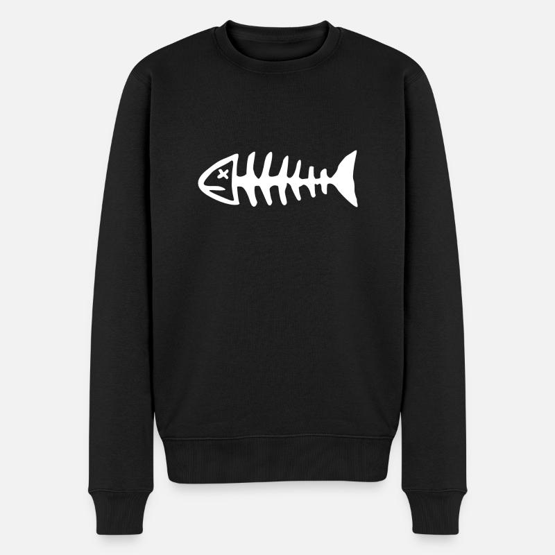 Fischskelett 2 - Männer Premium Bio Pullover - Schwarz