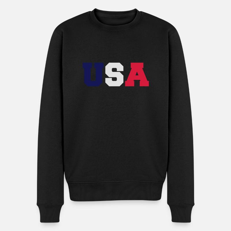 USA - Männer Premium Bio Pullover - Schwarz