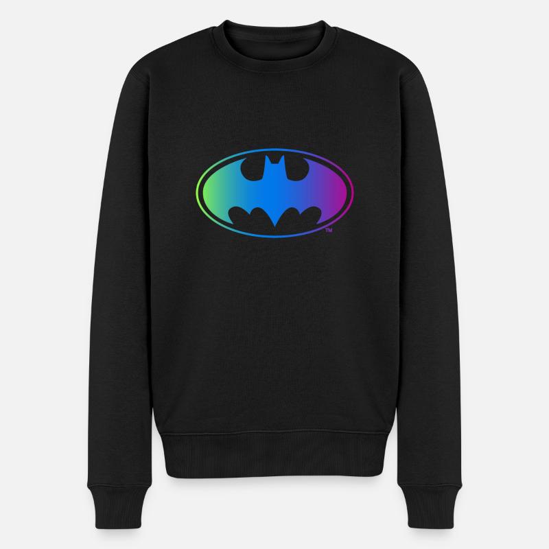 Batman Neon Logo bunt - Männer Premium Bio Pullover - Schwarz