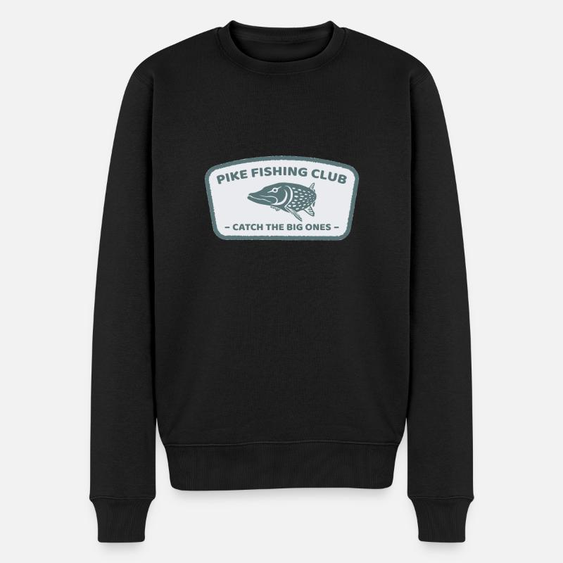 Cooles Pike Fishing Club Angel Retro Geschenk - Männer Premium Bio Pullover - Schwarz