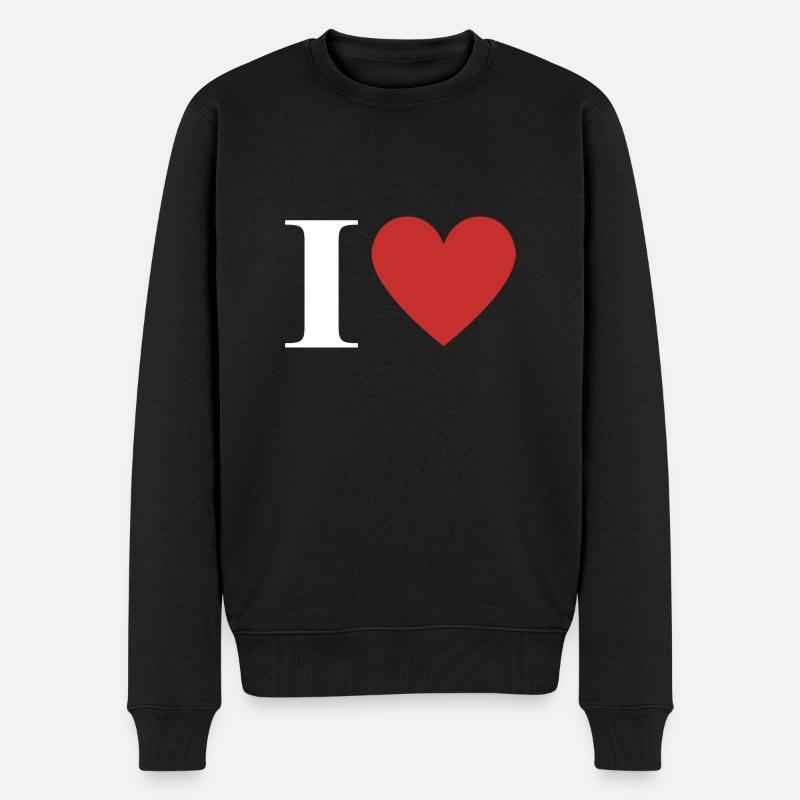 Buchstabe i rotes Herz - Männer Premium Bio Pullover - Schwarz