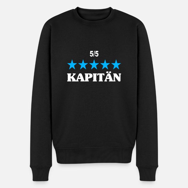 Kapitän cooler Spruch Boot Segler - Männer Premium Bio Pullover - Schwarz