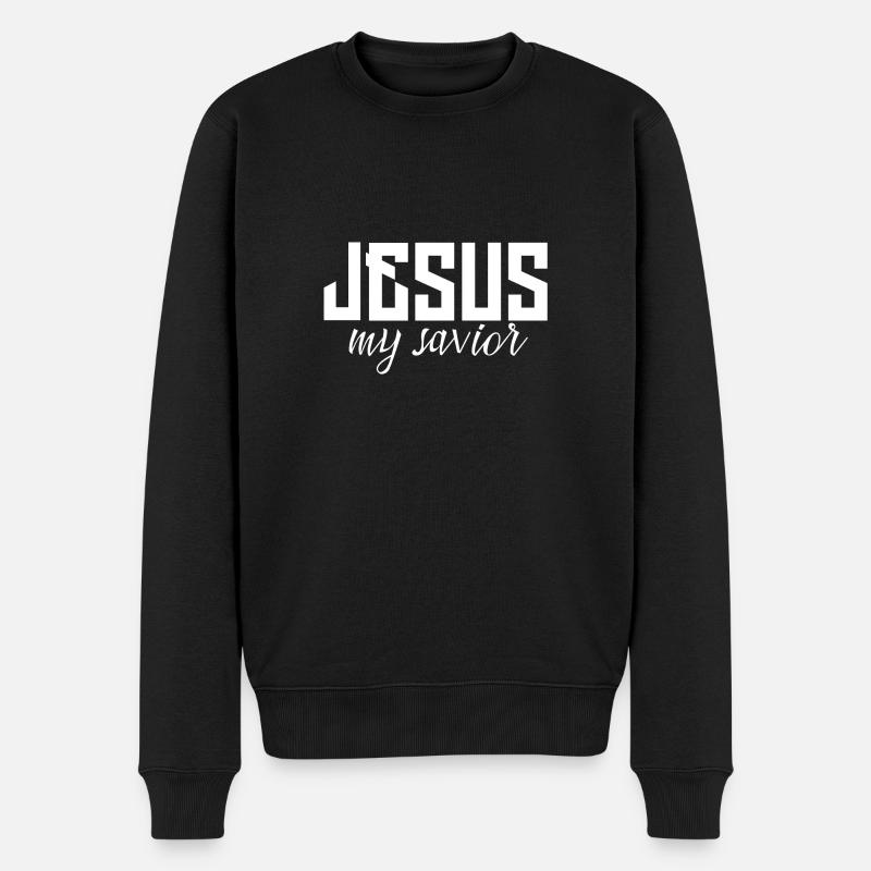 Jesus - Männer Premium Bio Pullover - Schwarz
