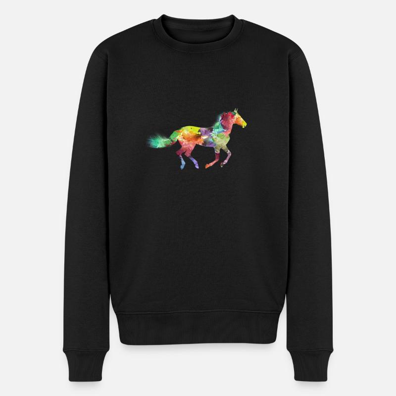 Rainbow Horse - Männer Premium Bio Pullover - Schwarz