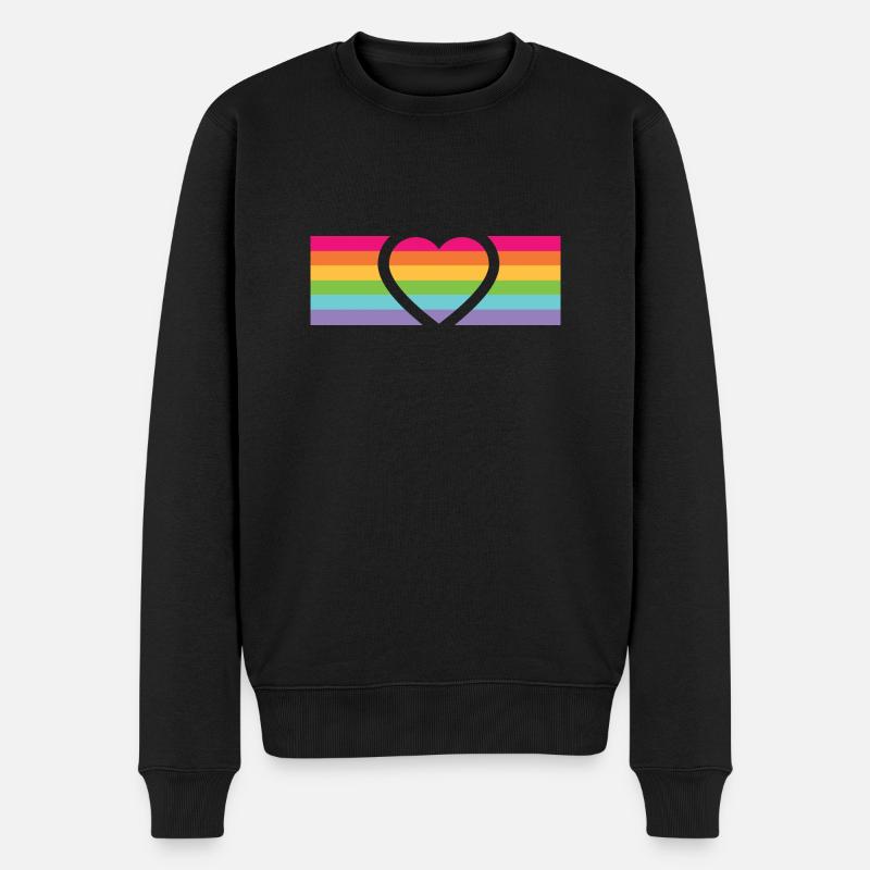 Rainbow Heart - Pull Premium bio Homme - noir